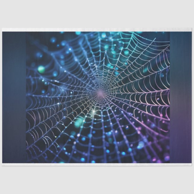 Papel De Seda Holographic Dark Spiderweb Halloween Decoupage (Anverso)