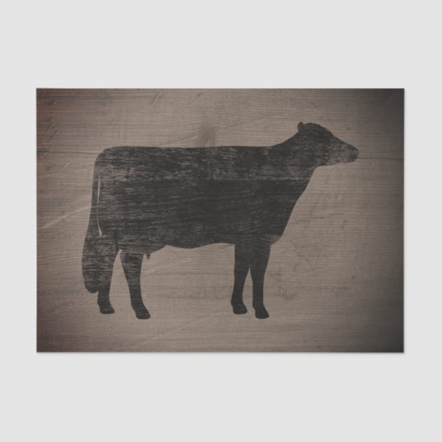 Papel De Seda Holstein Cow Silhouette Rustic Style Cute Country (Anverso)