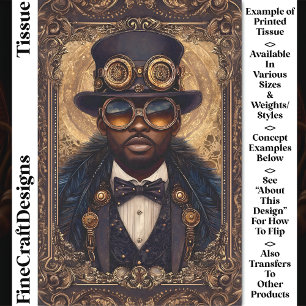 Papel De Seda Hombre Afroamericano Genial Steampunk CM6 Decoupag
