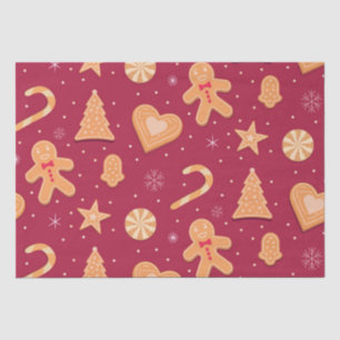 Papel De Seda Hombre de jengibre y patrón de galletas de Navidad