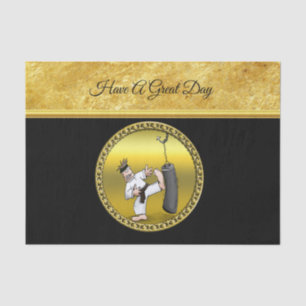 Papel De Seda Hombre de karate del cinturón negro pateando una b