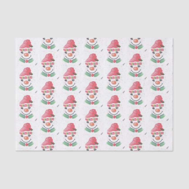 Papel De Seda Hombre de nieve con gorra roja (Anverso)