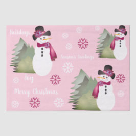 Papel De Seda Hombre de nieve con rosa y verde