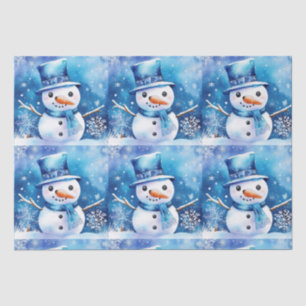 Papel De Seda Hombre de nieve en azul