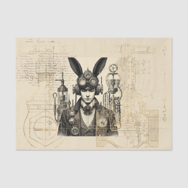 Papel De Seda Hombre de Steampunk con orejas Bunny (Anverso)