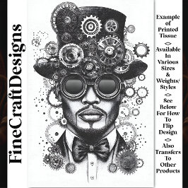 Papel De Seda Hombre genial Steampunk negro y blanco AC8 decoupa