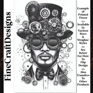 Papel De Seda Hombre genial Steampunk negro y blanco AC8 decoupa