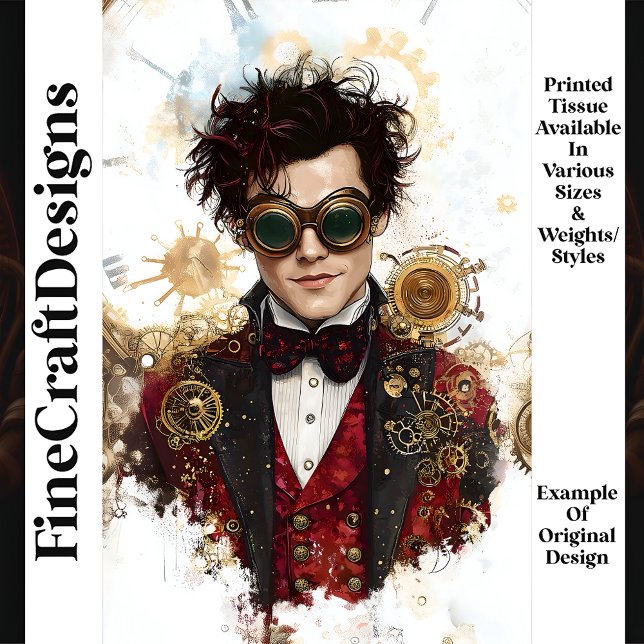 Papel De Seda Hombre Steampunk Rojo & Negro Moda P7 Decoupage (Subido por el creador)