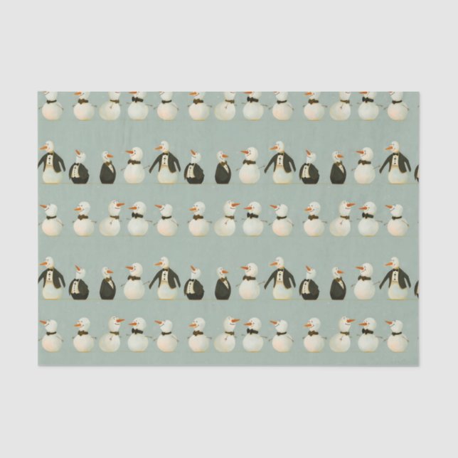 Papel De Seda Hombres de nieve personalizado y caprichosos usand (Anverso)