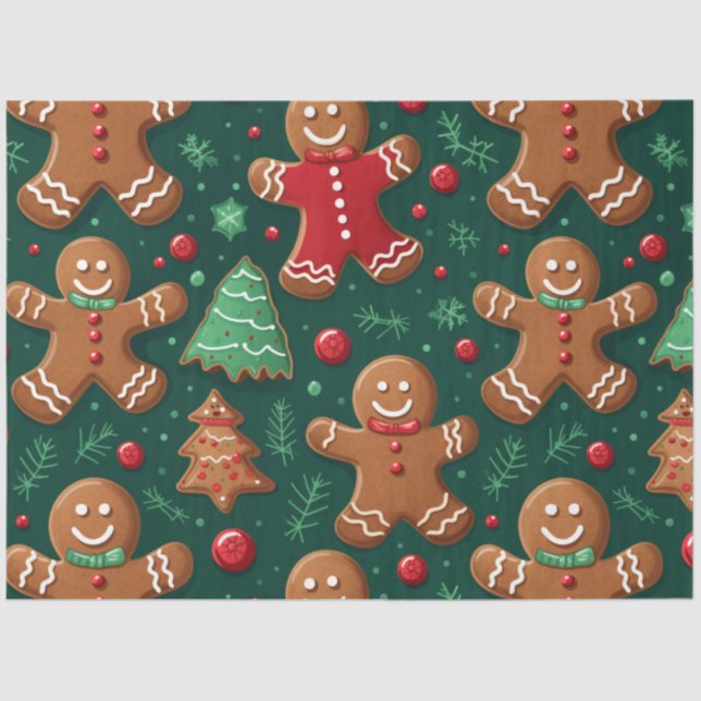 Papel De Seda Hombres de pan de jengibre y Navidades de la cooki (Anverso)