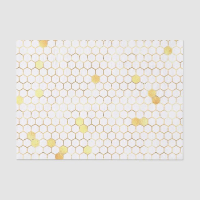 Papel De Seda Honeycomb de oro blanco elegante (Anverso)