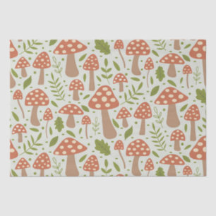 Papel De Seda Hongos de Terracotta con hojas verdes