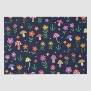 Papel De Seda Hongos Mágicos Con Patrón De Flores Caprichosas