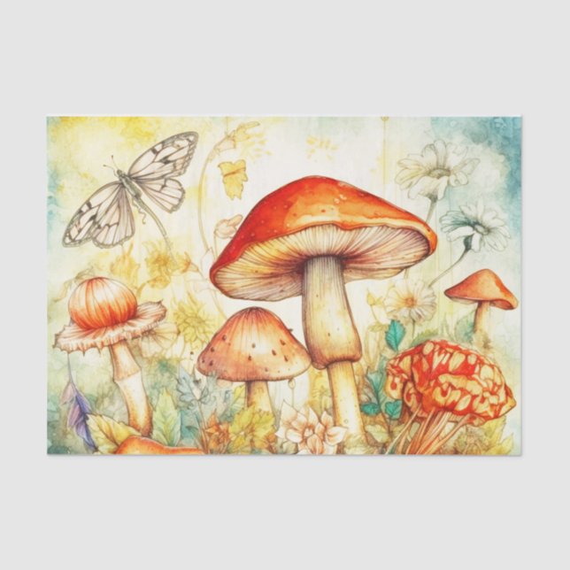 Papel De Seda Hongos místicos y decoraciones elegantes de polill (Anverso)