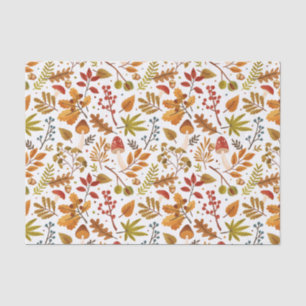 Papel De Seda Hongos otoñales, hojas y bayas