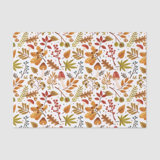 Papel De Seda Hongos otoñales, hojas y bayas (Anverso)