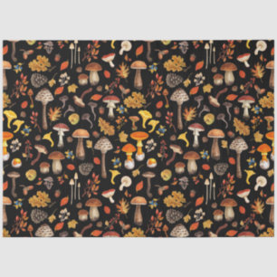 Papel De Seda Hongos salvajes en negro
