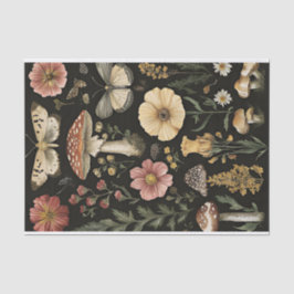 Papel De Seda Hongos y flores otoñales Caen Desnudos