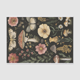 Papel De Seda Hongos y flores otoñales Caen Desnudos