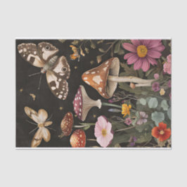 Papel De Seda Hongos y flores otoñales Caen Desnudos