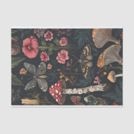 Papel De Seda Hongos y flores otoñales Caen Desnudos