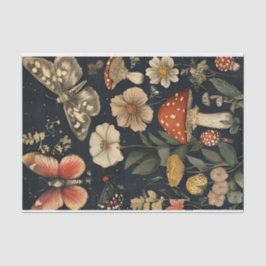 Papel De Seda Hongos y flores otoñales Caen Desnudos