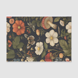 Papel De Seda Hongos y flores otoñales Caen Desnudos