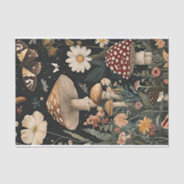 Papel De Seda Hongos y flores otoñales Caen Desnudos