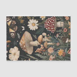 Papel De Seda Hongos y flores otoñales Caen Desnudos