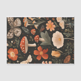 Papel De Seda Hongos y flores otoñales Caen Desnudos