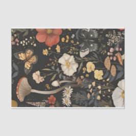 Papel De Seda Hongos y flores otoñales Caen Desnudos