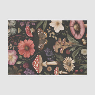 Papel De Seda Hongos y flores otoñales Caen Desnudos