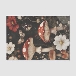 Papel De Seda Hongos y flores otoñales Caen Desnudos