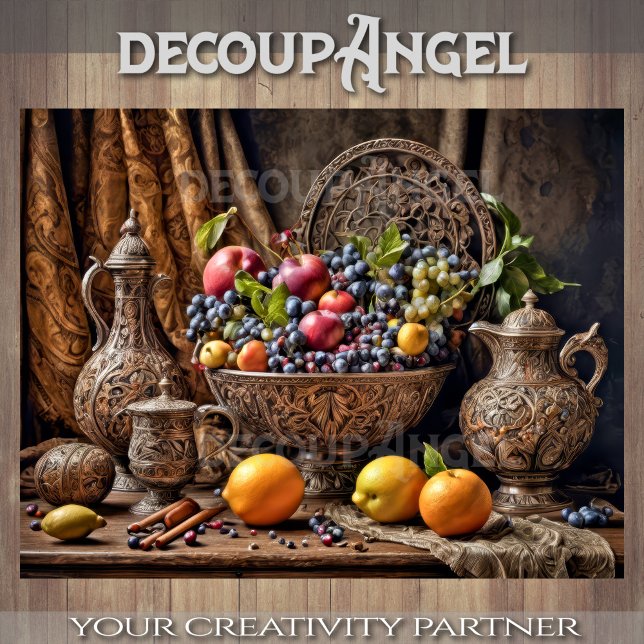 Papel De Seda Hornate Tableware and Fruit - Desnupage - (Subido por el creador)