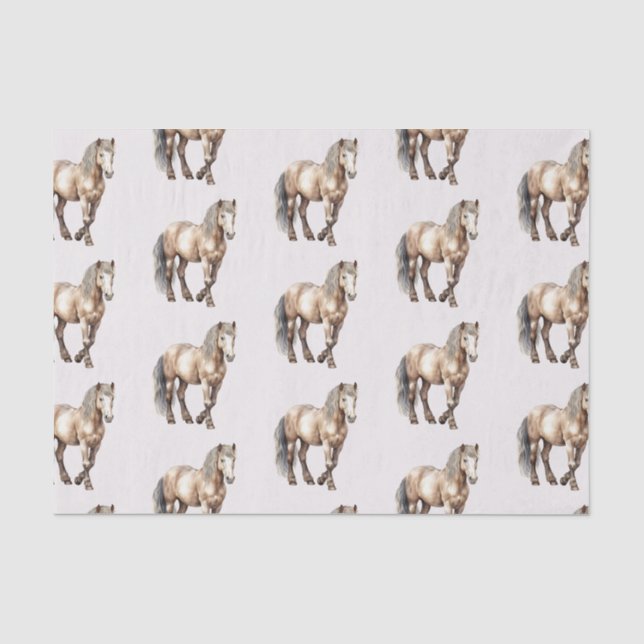 Papel De Seda Horse Burgundy Cream Cumpleaños (Anverso)