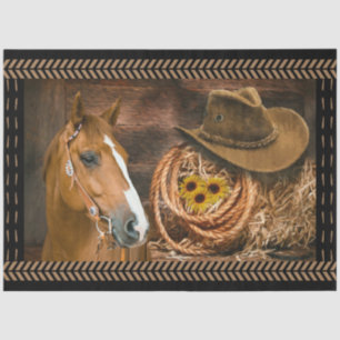 Papel De Seda Horse Lasso Gorra Vaquero Barn Sombras Estables