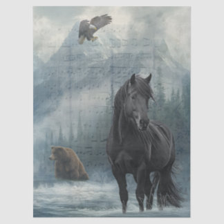 Papel De Seda Horse Wildlife Winter Watercolor