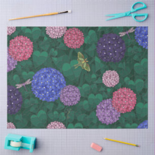 Papel De Seda Hortensia de jardín con motivos de polilla ilumina