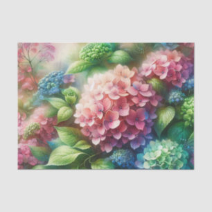 Papel De Seda Hortensia Descollable Verde y Rosa Vibrante