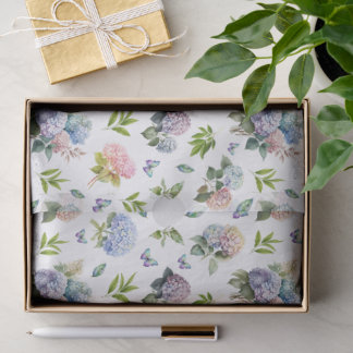Papel De Seda Hortensia Floral Azul y Rosa