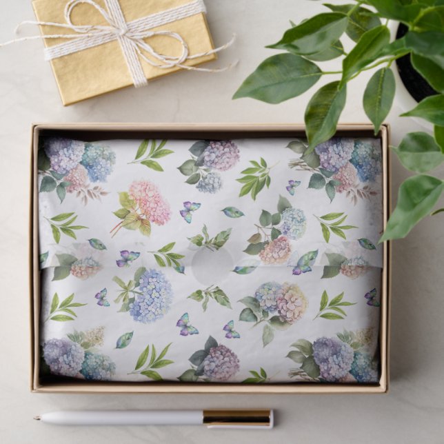 Papel De Seda Hortensia Floral Azul y Rosa (Regalo )