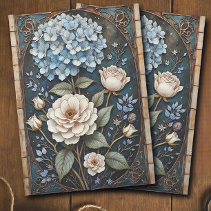 Papel De Seda Hortensia Rosa Vidriera Decoupage Vintage