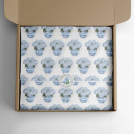 Papel De Seda Hortensias Azules en Maceta Chinoiserie
