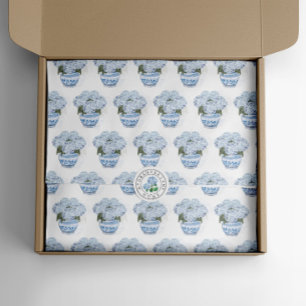 Papel De Seda Hortensias Azules en Maceta Chinoiserie