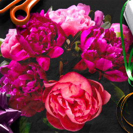 Papel De Seda Hortensias dramáticas de color rosa y púrpura