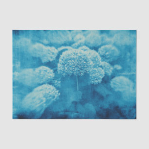 Papel De Seda Hortensias Floral Chic Azul Turquesa Textura Vinta