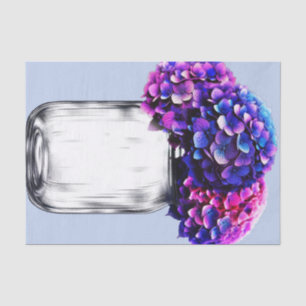 Papel De Seda Hortensias Florales de Azul Violeta Rosa Vibrante