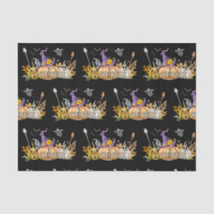 Papel De Seda Hospedaje de calabaza con fantasma y murciélagos