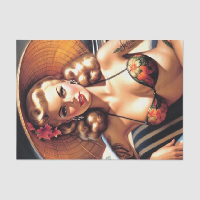 Papel De Seda Hot Beach Pin-up (Anverso)