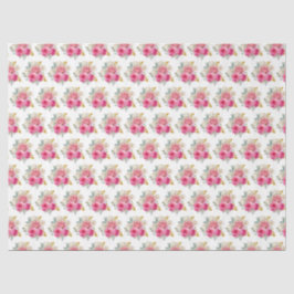 Papel De Seda Hot Pink and Gold Elegant Flowers
